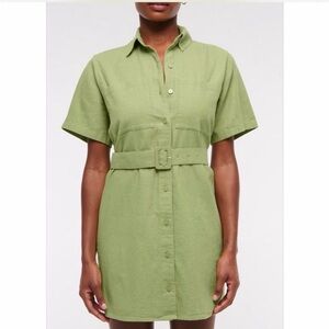 New! Abercrombie & Fitch Green Belted Shirt Dress - XL